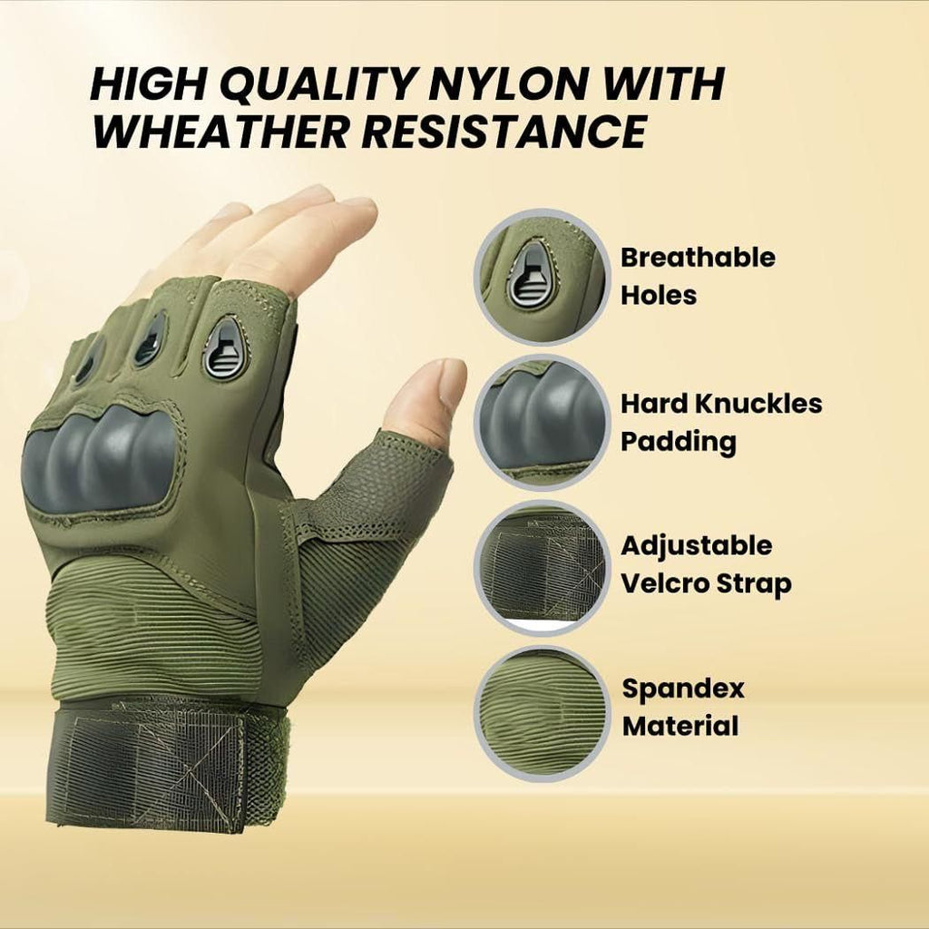 Non-Slip Half Finger Rubber Knuckle Motorcycle Gloves-NitZ