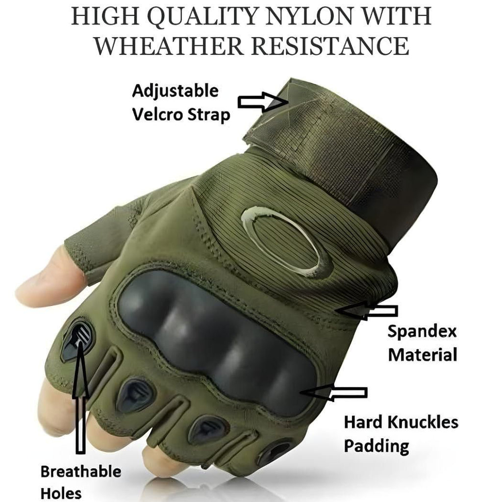 Non-Slip Half Finger Rubber Knuckle Motorcycle Gloves-NitZ