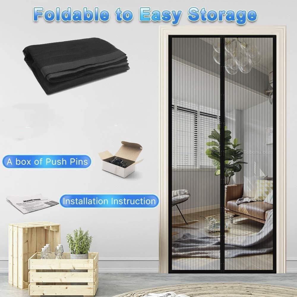 Door Curtain-Mesh Screen Net Home Magnetic Foldable Anti Mosquito Door Curtain- NitZ