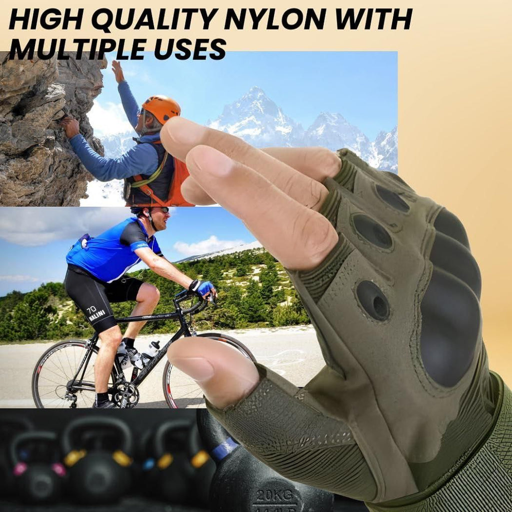 Non-Slip Half Finger Rubber Knuckle Motorcycle Gloves-NitZ