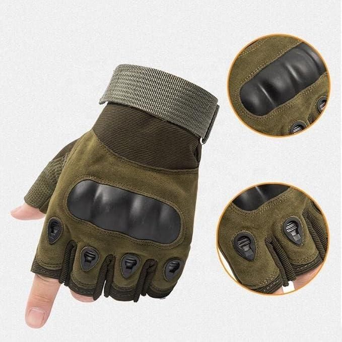 Non-Slip Half Finger Rubber Knuckle Motorcycle Gloves-NitZ