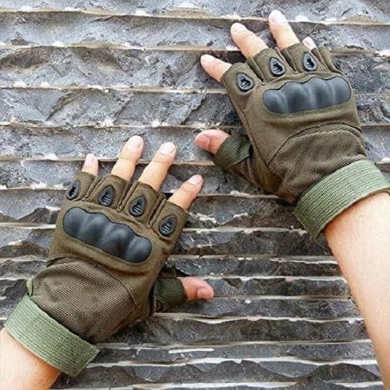 Non-Slip Half Finger Rubber Knuckle Motorcycle Gloves-NitZ
